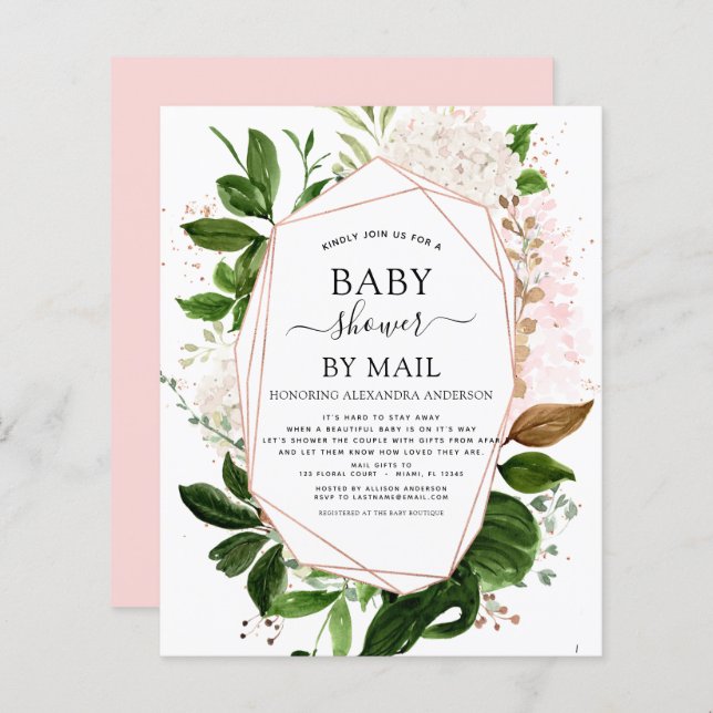 Budget Baby Shower by Mail Greenery Botanical (Fram/baksida)