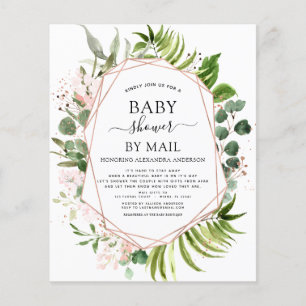 Budget Baby Shower by Mail Greenery-inbjudan Flygblad