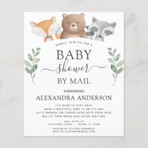 Budget Baby Shower by Mail Woodland Investigation Flygblad