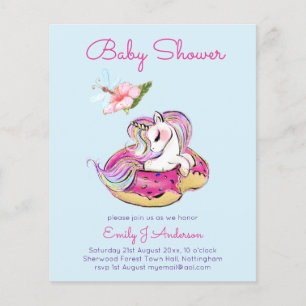 BUDGET Baby Shower Cute Unicorn Donut Girls Rosa