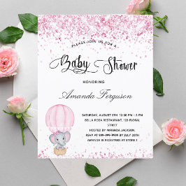 Budget Baby Shower elefant flicka rosa vitt
