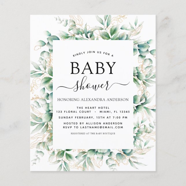Budget Baby Shower Eucalyptus Botanical Geometric (Framsida)