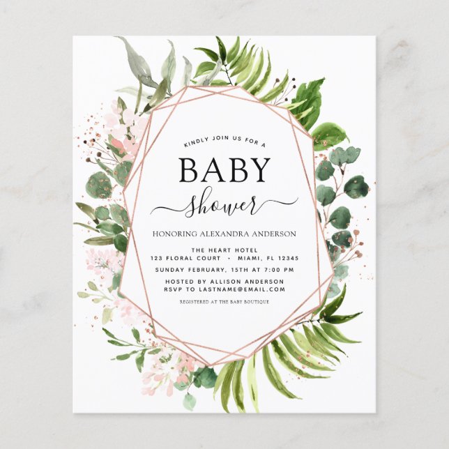 Budget Baby Shower Eucalyptus Botanical Geometric (Framsida)