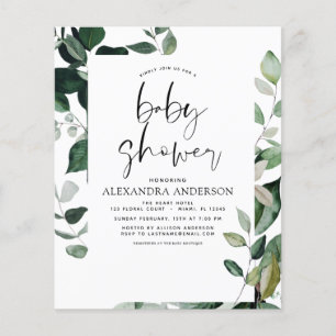 Budget Baby Shower Greenery Botaniy Flygblad