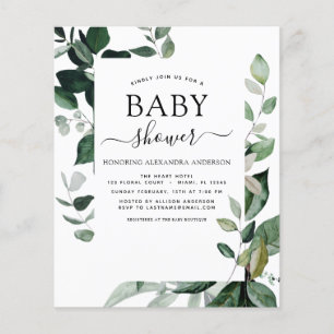 Budget Baby Shower Greenery Botaniy Flygblad