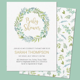Budget Baby Shower Greenery Eucalyptus Inbjudningar