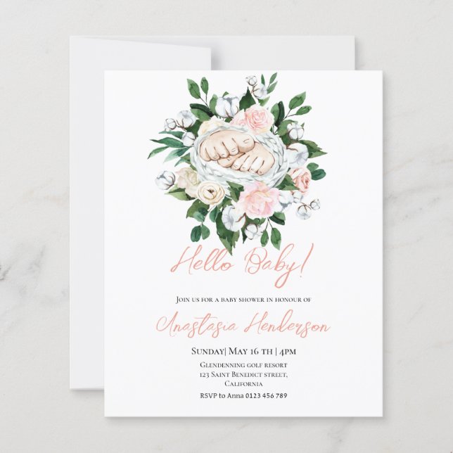 BUDGET Baby shower inbjudan (Framsida)