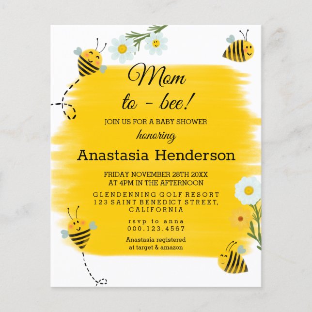 Budget Baby Shower-inbjudan. Flyer (Framsida)