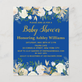 Budget Baby Shower Inbjudan Royal Blå Pojke Guld