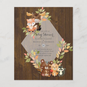 BUDGET BABY SHOWER INVITATIONS - Woodland Animals Flygblad