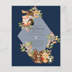 BUDGET BABY SHOWER INVITATIONS - Woodland Animals Flygblad