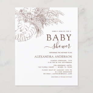 Budget Baby Shower Minimalist Pampas Grass Boho F Flygblad