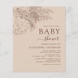 Budget Baby Shower Minimalist Pampas Grass Boho Flygblad