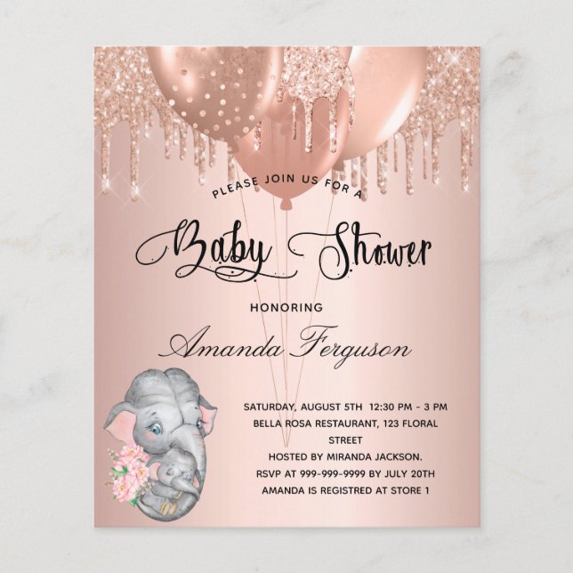 Budget Baby Shower  ro elephant Girl mamma (Framsida)