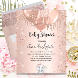 Budget Baby Shower rosa guld glitter elefant flick