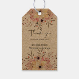 BUDGET Baby Shower Rosa Peach Blommigt Presentetikett