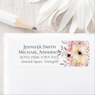 BUDGET Baby Shower Rosa Peach Blommigt Returadress Etikett