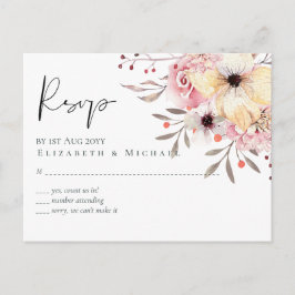 BUDGET Baby Shower Rosa Peach Blommigt Vykort