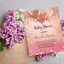 Budget Baby Shower rosa ros guld glitter flicka