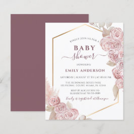 Budget Baby Shower Rosa Rosa Blommor och Guld