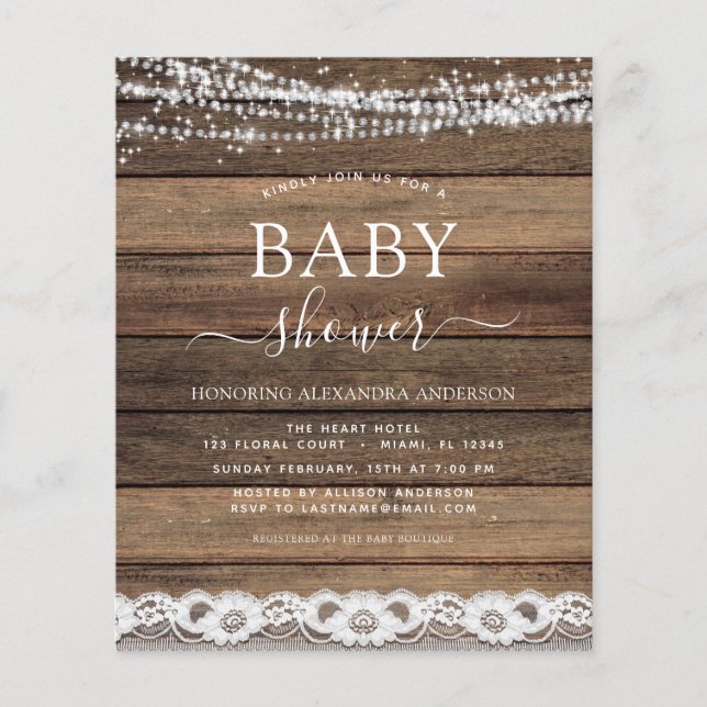 Budget Baby Shower Rustic Farmhouse Snöre (Framsida)