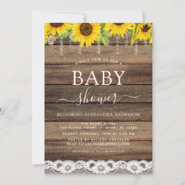 Budget Baby Shower Rustic Solros Farmhouse Inbjudningar
