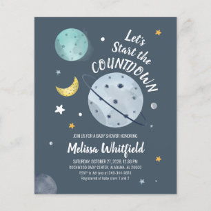 Budget Baby Shower Rymd Utomjording Invitation