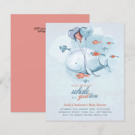 BUDGET Baby Shower Sea Life Whale Boys Blue Inbjud