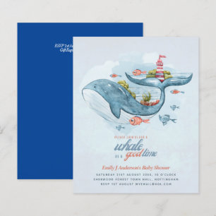 BUDGET Baby Shower Sea Life Whale Boys Blue Inbjud