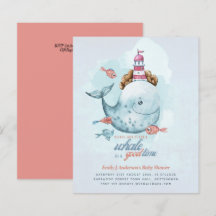 BUDGET Baby Shower Sea Life Whale Boys Blue Inbjud