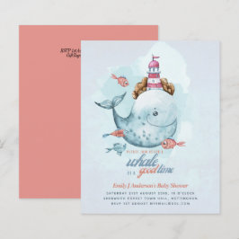 BUDGET Baby Shower Sea Life Whale Boys Blue Inbjud