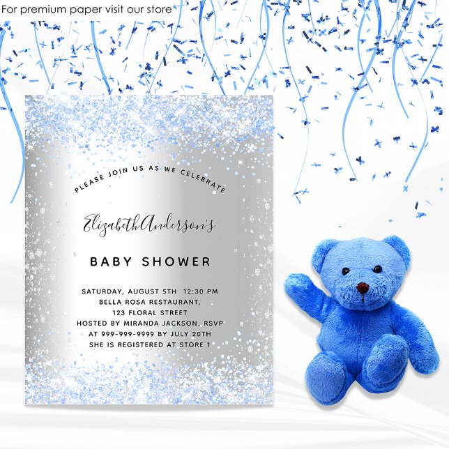 Budget baby shower silver blå glitter pojke (Skapare uppladdad)