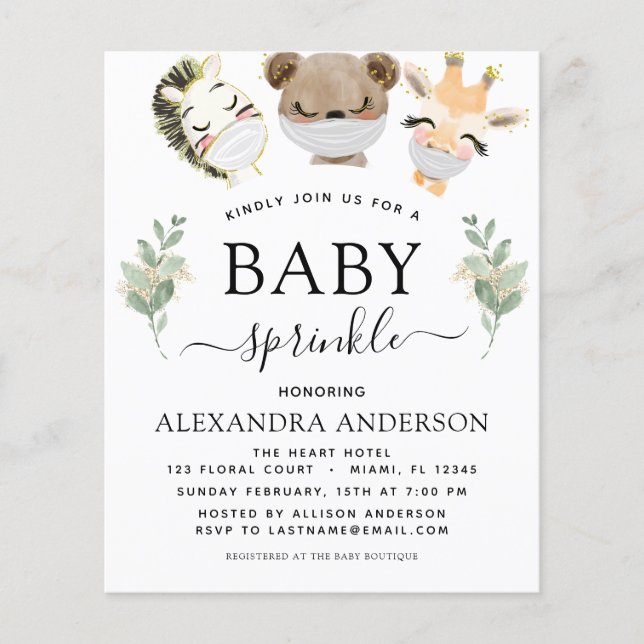 Budget Baby Shower Strö till Skogstema Eukalyptus (Framsida)