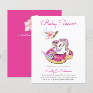 BUDGET Baby Shower Unicorn Donut Rosa Girls Inbjud