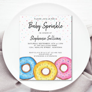 Budget Baby Sprinkle Donuts Baby Shower-inbjudan