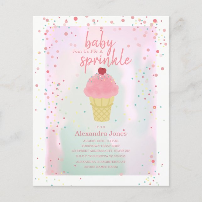 Budget Baby Sprinkle Rosa Ice Cream Baby Shower (Framsida)