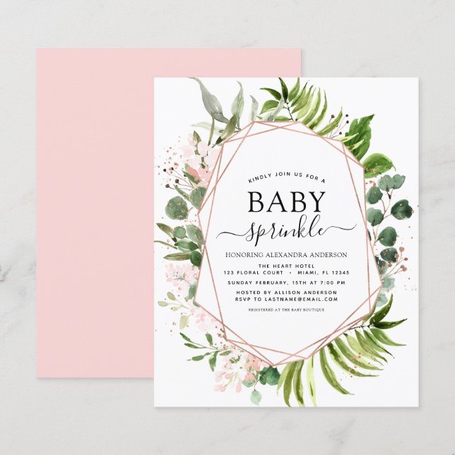 Budget Baby Sprinkle Shower Eucalyptus Greenery (Fram/baksida)