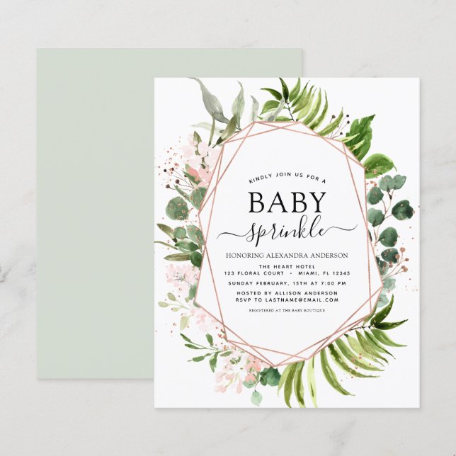 Budget Baby Sprinkle Shower Eukalyptus Grönska (Fram/baksida)