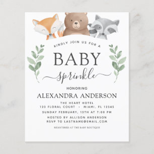 Budget Baby Sprinkle Shower Woodland Eucalyptus Flygblad