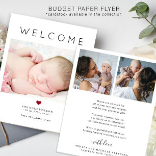 Budget baby välkomstfoto födelseannonsering flygblad