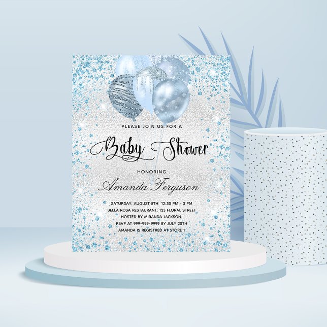 Budget babydusch silver blå glitter (Skapare uppladdad)