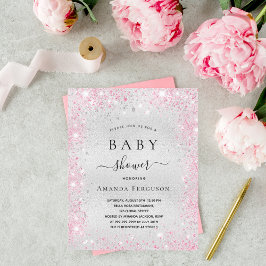 Budget babydusch silver glitter rosa flicka