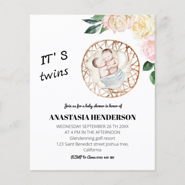 BUDGET/Babyduschinbjudan. Flygblad (Framsidan)