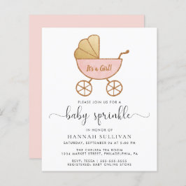 Budget Babyflicka Sprinkle Rosa Barnvagn  Inbjudan