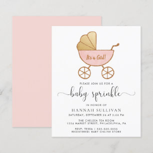 Budget Babyflicka Sprinkle Rosa Barnvagn Inbjudan