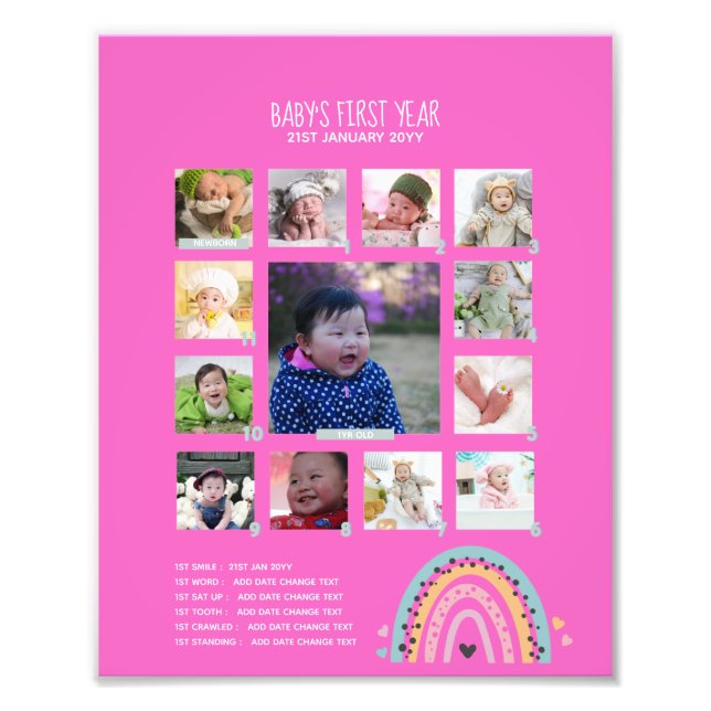 BUDGET Babys 1:a år PHOTO Grandparent Keepsaké Fototryck (Framsidan)