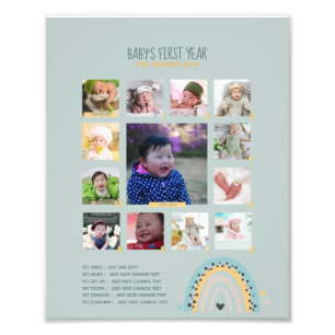 BUDGET Babys 1:a år PHOTO Grandparent Keepsaké Fototryck