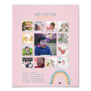 BUDGET Babys 1:a år PHOTO Grandparent Keepsaké Fototryck