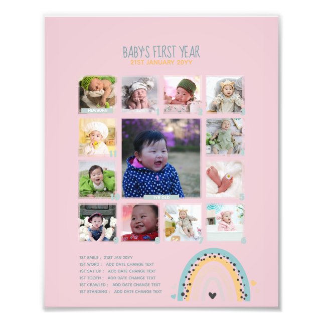 BUDGET Babys 1:a år PHOTO Grandparent Keepsaké Fototryck (Framsidan)
