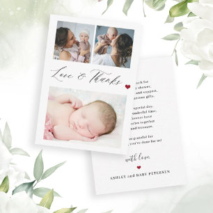 Budget babys 3 foto collage elegant tack anteckningskort